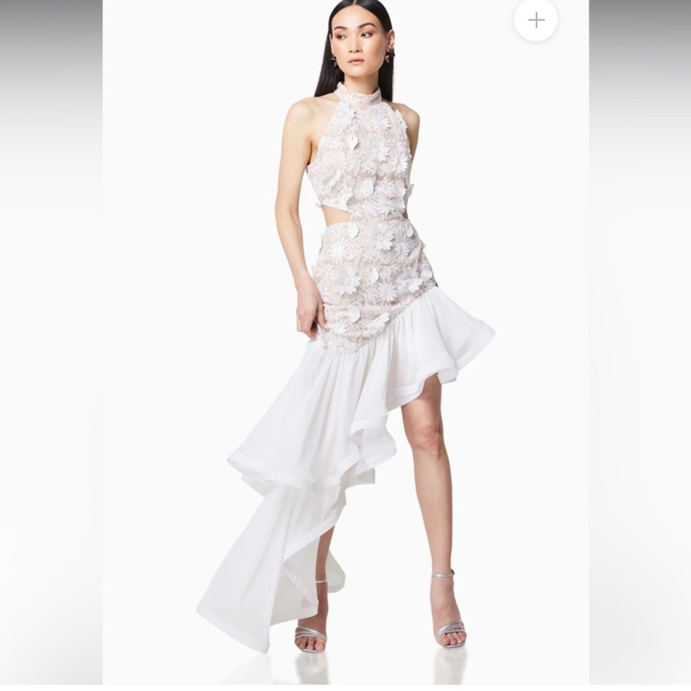 elliatt dubrovnik white flower lace high low asymmetrical maxi wedding dress NEW